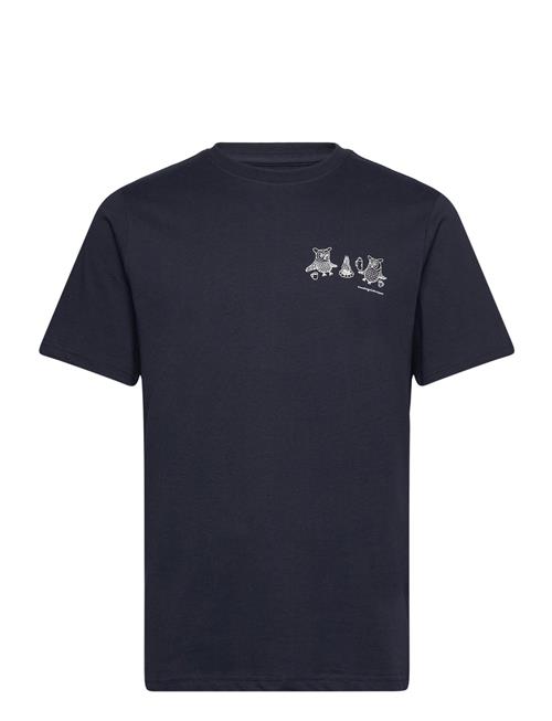 Knowledge Cotton Apparel Regular Fit Owl Trip Chest Print T- Knowledge Cotton Apparel Navy