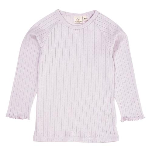 Copenhagen Colors Langærmet T-shirt i Lavender med Pointelle strik | Lilla | 104 cm