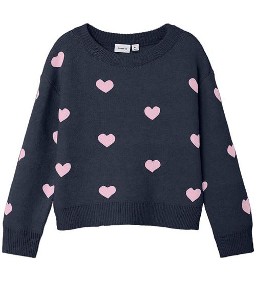 Se Name It Bluse - Strik - NmfOdessa Ls Knit - Dark Sapphire ved KidsWorld