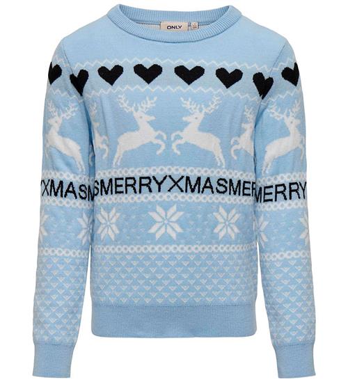 Se Kids Only Bluse - Strik - KogMerry Xmas - Cashmere Blue/Merry Xm ved KidsWorld