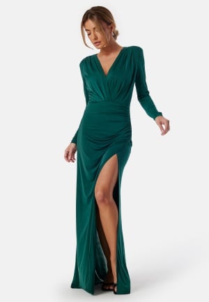 Se Bubbleroom Occasion Long Sleeve Soft Gown Dark green L ved Bubbleroom