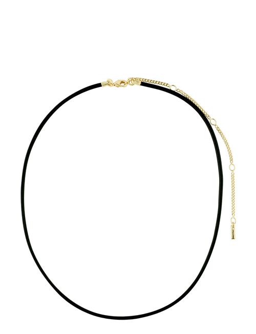 Pilgrim Charm Leather Cord Necklace Pilgrim Black