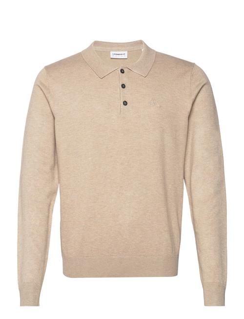 Se Lindbergh Long Sleeve Knitted Poloshirt Lindbergh Beige ved Booztlet