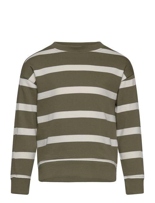 Se Mango Striped Cotton-Blend Sweatshirt Mango Green ved Booztlet