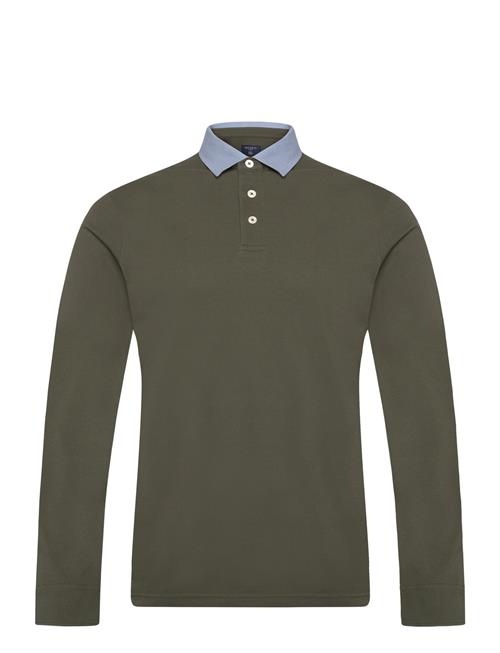 Se Hackett London Woven Collar Ls Hackett London Khaki ved Booztlet