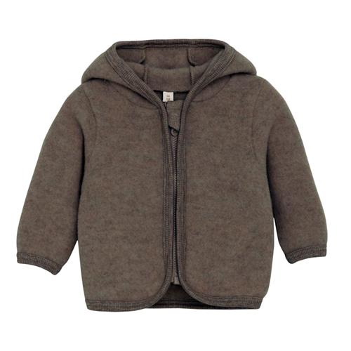 Se Huttelihut Jakke Ears Wool Fleece (M) Brown Melange | Brun | 92 cm ved Babyshop