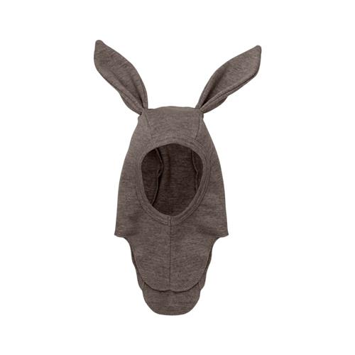 Se Huttelihut Balaclava Ears Wool Rib Brown Melange | Brun | 62/68 cm ved Babyshop