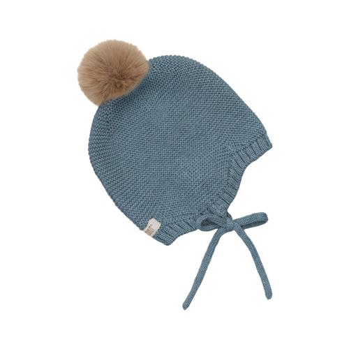 Se Huttelihut Baby Bonnet Wool Knit m. Pompom Stormy Weather | Grå | 74/80 cm ved Babyshop