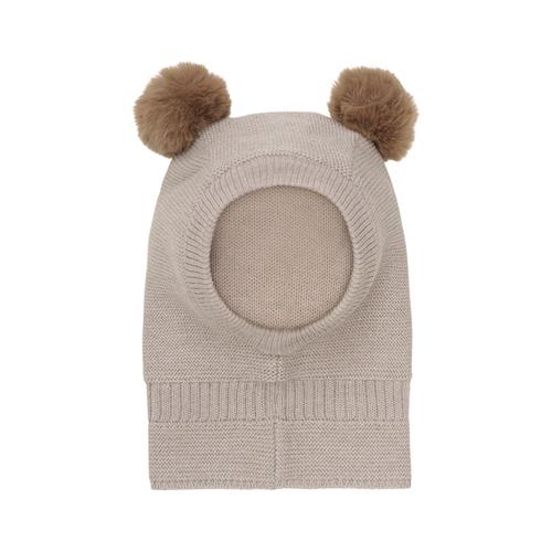 Se Huttelihut Balaclava Windstop m. Pompoms Camel Melange | Brun | 2-4 years ved Babyshop