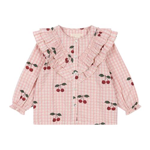 Konges Sløjd Kim Frill Blouse Gots - Cherry Check | Lyserød | 18 months