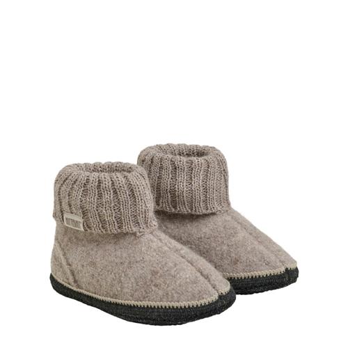 Se Huttelihut Tøfler Uld Camel Melange | Brun | 25 EU ved Babyshop