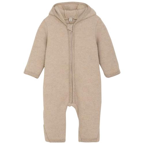 Huttelihut Pram Suit Ears Wool Fleece (S) Camel Melange | Brun | 74 cm