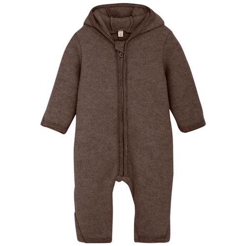 Huttelihut Pram Suit Ears Wool Fleece (S) Brown Melange | Brun | 68 cm