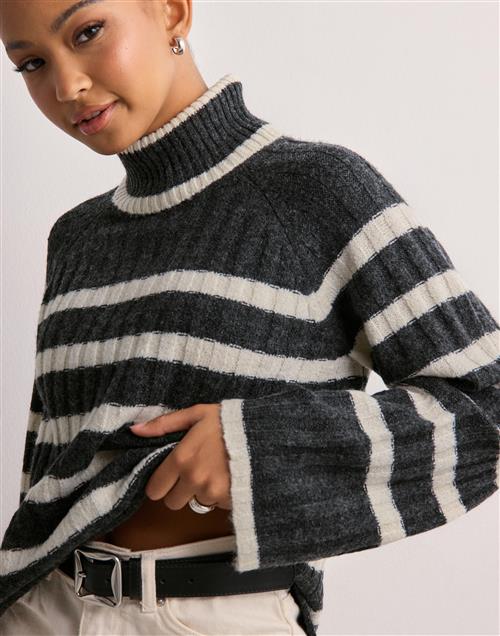 JDY - Grå - Jdymiley L/S Long Stripe Pullov Knt