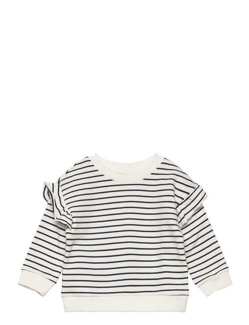 Se Mango Ruffled Striped Sweatshirt Mango Patterned ved Booztlet