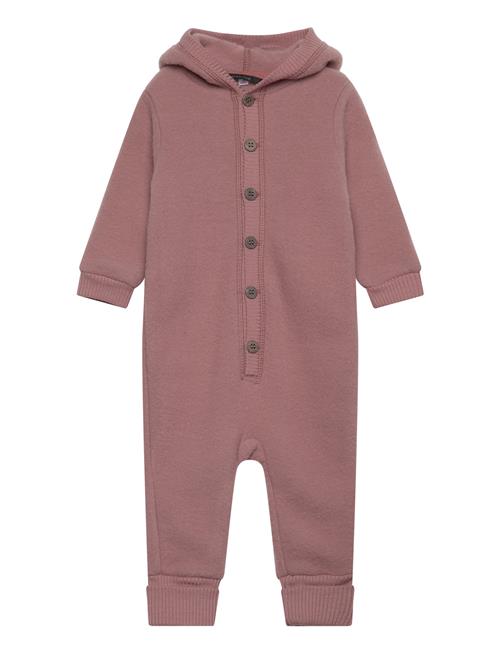 Wool Baby Suit W. Hood Mikk-line Pink