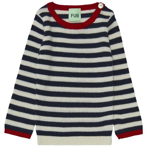 Se FUB Stribet Strikket Trøje Ecru/Dark Navy |  | 68 cm ved Babyshop