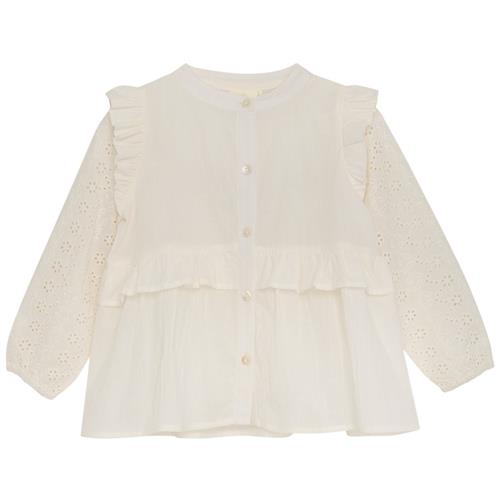 Se EnFant GOTS Bluse Med Broderie Anglaise Eggnog |  | 122 cm ved Babyshop