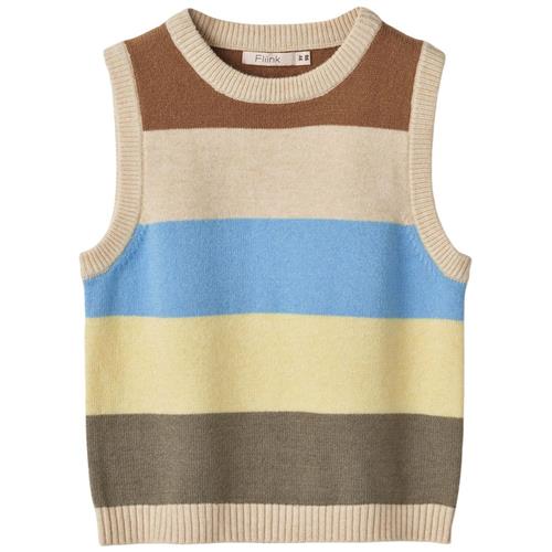 Fliink Stribet Strikket Vest Sandshell | Beige | 12 months