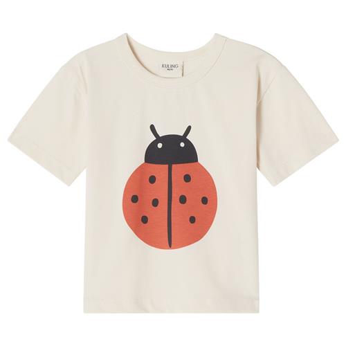 Se Kuling GOTS Santorini T-shirt Med Tryk Med Mariehøne Cremefarvet | Hvid | 98/104 cm ved Babyshop