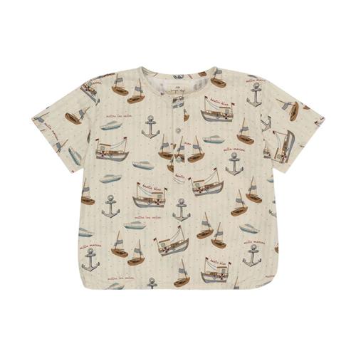 Se Konges Sløjd GOTS Ace Mønstret Skjorte Sail Away | Beige | 18 months ved Babyshop