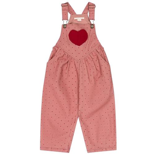 Konges Sløjd Nola Heart Overalls Gots - Mahogany Dot | Lyserød | 12 months