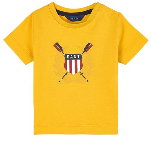 Se GANT Rowing Shield Mærket T-shirt Solar Power | Gul | 68 cm ved Babyshop