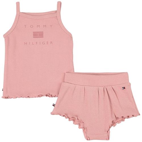 Tommy Hilfiger Ribbet Mærket Top Og Shorts-set Broadway Pink | Lyserød | 62 cm