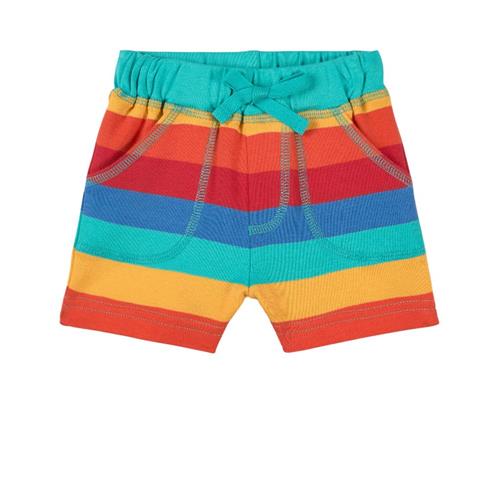 Se Frugi Little Stripy Shorts Rainbow Stripe | Rød | 0-3 months ved Babyshop