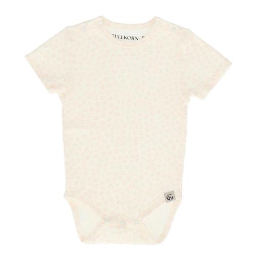 Se Gullkorn Design Spurven Mønstret Babybody Coconut | Hvid | 62 cm ved Babyshop