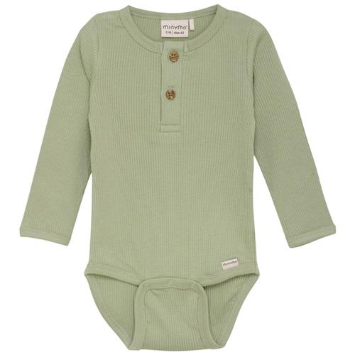 Minymo Ribbet Babybody Reseda | Grønn | 68 cm