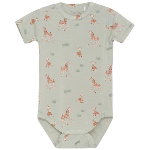 Se Fixoni Mønstret Babybody Mineral Gray | Grønn | 68 cm ved Babyshop