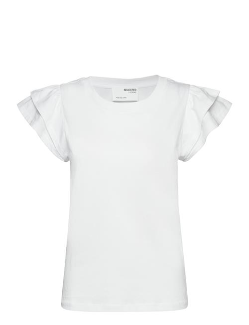 Selected Femme Slfcamila Ss Ruffle Tee Selected Femme White