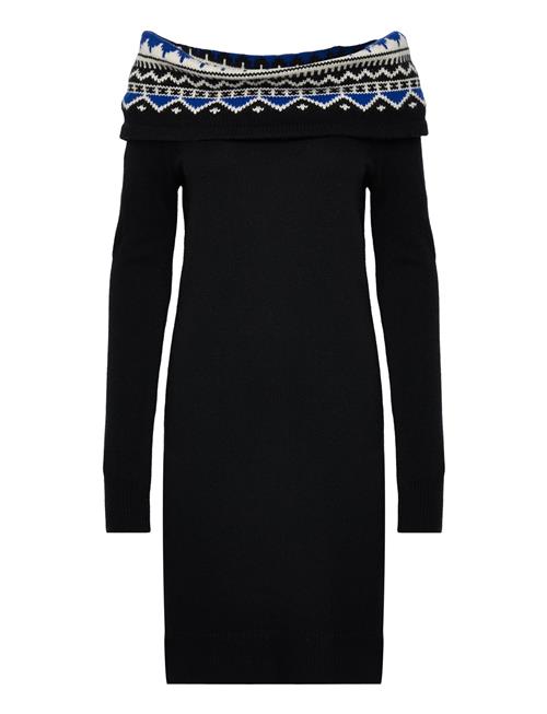 Lauren Ralph Lauren Fair Isle Off-The-Shoulder Sweater Dress Lauren Ralph Lauren Black