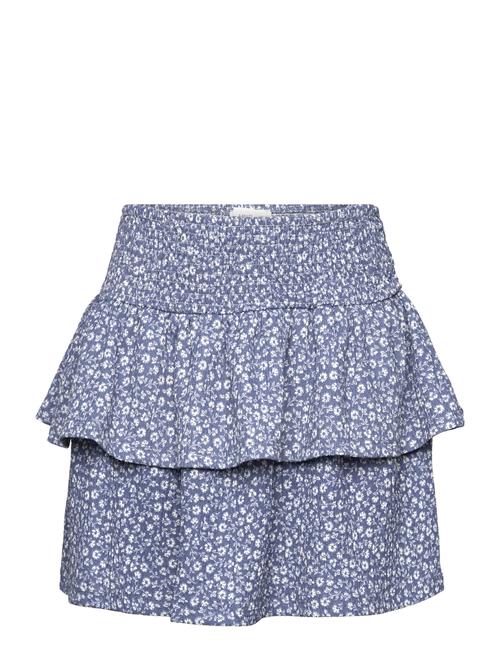 Mango Ruffle Flower Print Skirt Mango Blue