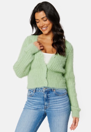 BUBBLEROOM Salmi fluffy knitted cardigan Green L