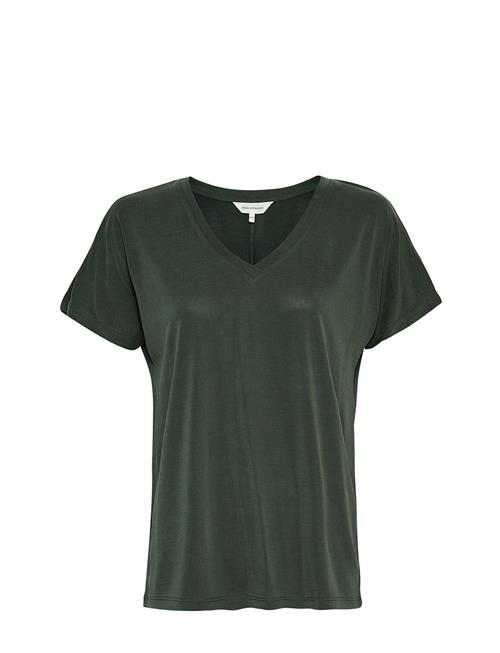 Se MSCH Copenhagen Mschfenya Modal V Neck Tee MSCH Copenhagen Green ved Booztlet