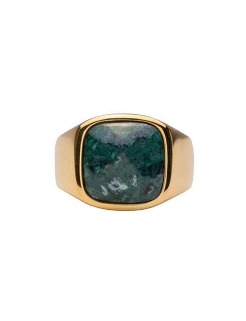 IX Studios Ix Cushion Signet Ring Green Marble IX Studios Gold