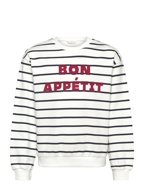 Mango Message Striped Sweatshirt Mango White