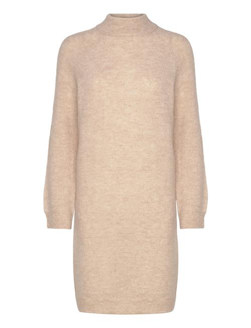 Slflulu Ls High Neck Knit Dress Selected Femme Beige