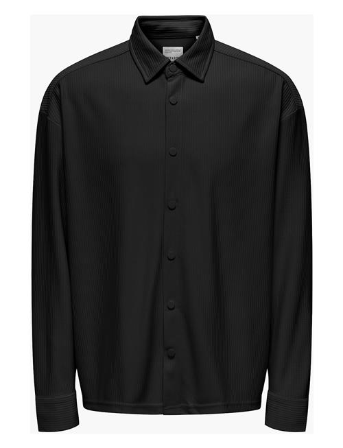 ONLY & SONS Onskari Plizze Ls Rlx Overshirt ONLY & SONS Black