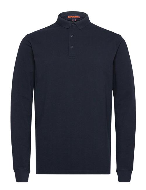 Se Superdry Cotton Long Sleeve Pique Polo Superdry Navy ved Booztlet