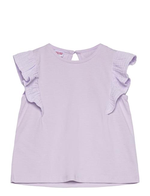 Se Mango Short-Sleeved Ruffle T-Shirt Mango Purple ved Booztlet