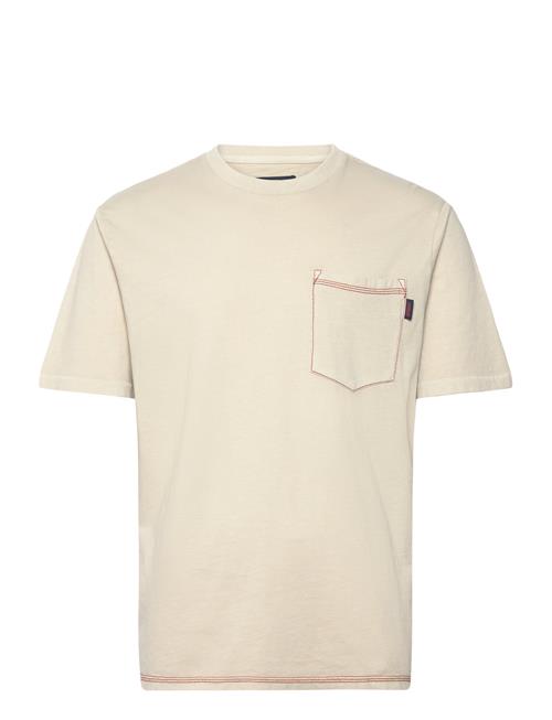 Contrast Stitch Pocket Tshirt Superdry Beige