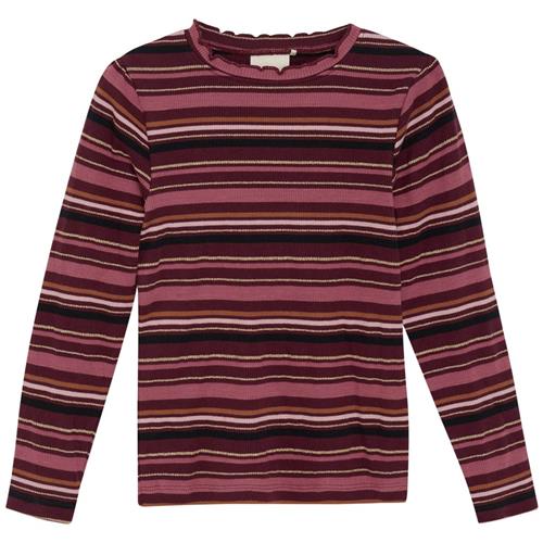 Se Minymo Stribet Langærmet T-shirt Tawny Port | Brun | 128 cm ved Babyshop