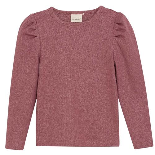 Minymo Glitter Rib Langærmet T-Shirt Deco Rose | Lyserød | 92 cm