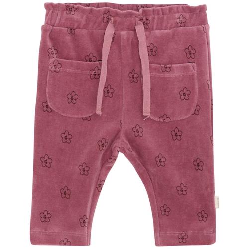 Se Minymo Pants AOP Velour Deco Rose Bukser All Over Print Velour Deco Rose | Lyserød | 74 cm ved Babyshop