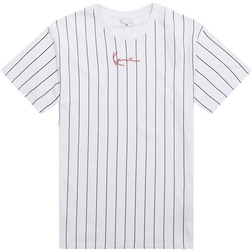 Karl Kani Small Signature Pinstripe Tee 603015 T-shirts Hvid/sort