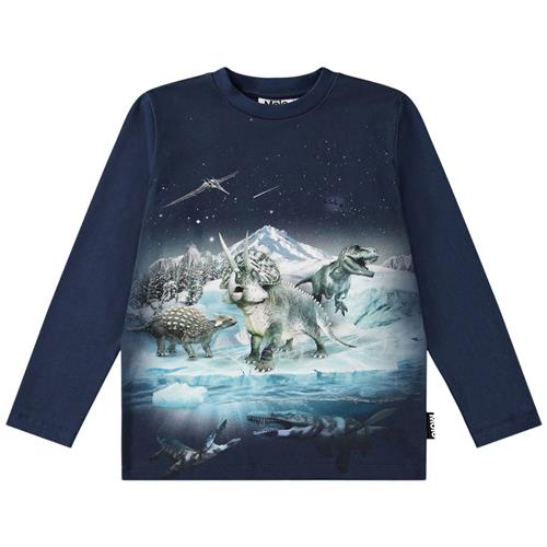 Se Molo GOTS Reif Langærmet T-shirt Goal Blue | Marine blå | 98 cm ved Babyshop