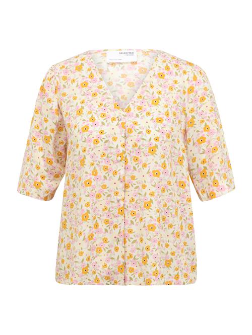 Selected Femme Petite Bluse 'MILLY'  creme / lemon / lysegul / lys pink